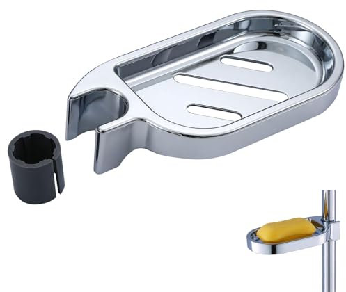 Clip-on Bathroom Soap Holder,ABS Shower Soap Dish Shower Rail Soap Tray Clip On Adjustable Shower Rail Soap Dish Shower Soap Holder with 22mm Shower Round pole