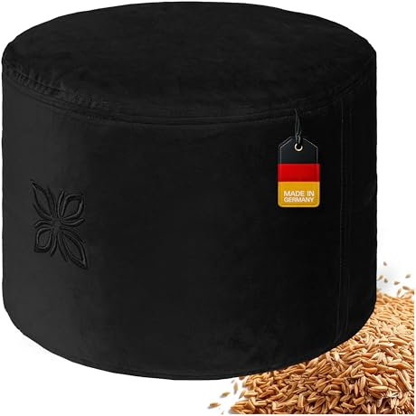 OMNANA® CUSHY™ Meditation pillow round - Seat cushion 10cm/15cm/20cm high - Velvet yoga cushion with spelt filling - Velvet floor pillow for meditation & relaxation - Made in Germany