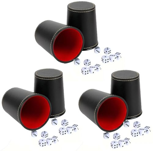 QLEBAO Schocken Set Komplett mit 6 Würfelbecher 30 Stück Würfel, Schockbesteck & Würfeln, hochwertiges Schocken Würfelspiel Set, langlebiges Schockbesteck Set - ideal fürs Schocken Spiel