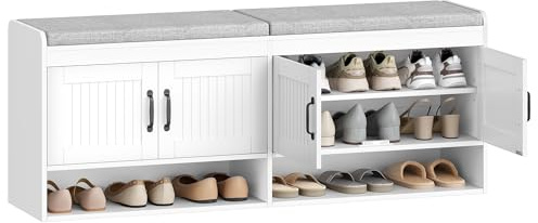 Hzuaneri Banc à Chaussures avec Siège, 140 cm, Blanc