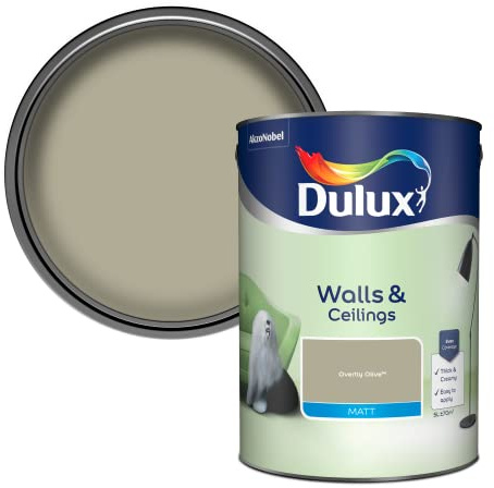 Dulux Walls & Ceilings Matt Emulsion Paint - Overtly Olive - 5L