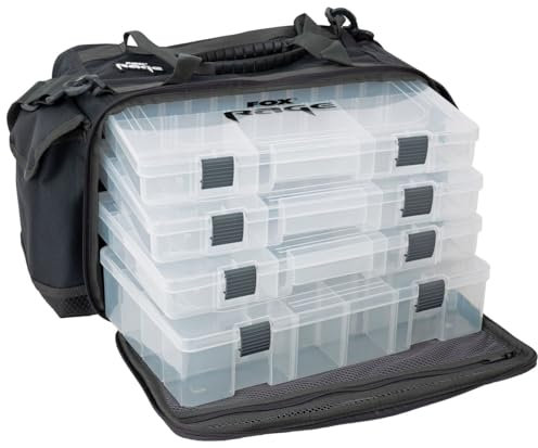 Fox Rage Stacker medium 38x21x19cm - Kunstködertasche für Gummiköder, Wobbler & Spinner, Angeltasche für Kunstköder, Tackletasche