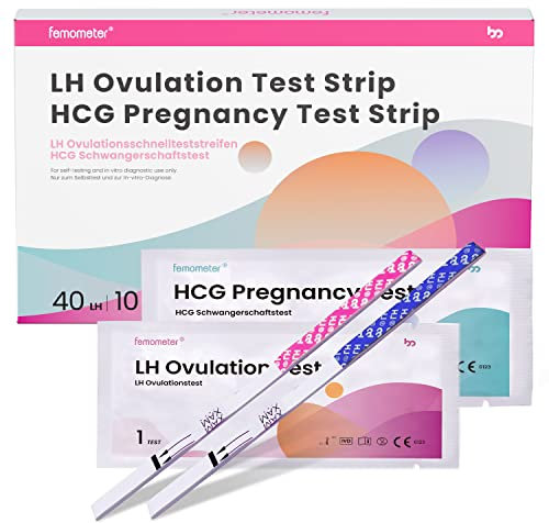 Femometer 40 x test di ovulazione + 10 test di gravidanza, Monitoraggio Attendibile del Ciclo e del Periodo Fertile Combinato con app (iOS & Android).