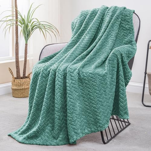 Exclusivo Mezcla Manta Sofá Jacquard Chevrón, Manta Franela para Cama, Manta Polar Doble Cara Suave, para Todas Estación, Lavable a Máquina, 130 x 170 cm, Turquesa