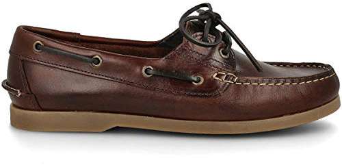 PAYMA - Båtskor för Män Segelskor Mockasiner Gjorda av Seahorse Oiled Läder. 2 Ögon Classic Lace Docksides. Flerfärgad Gummisula. Lädersnören och Kardborreband. Färger Brun, Blå och Svart