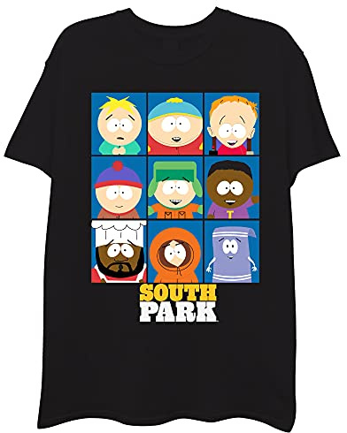 South Park mäns karaktär grupp T-skjorta - Kenny, Eric, Stan, Kyln, Kock, Svart, S