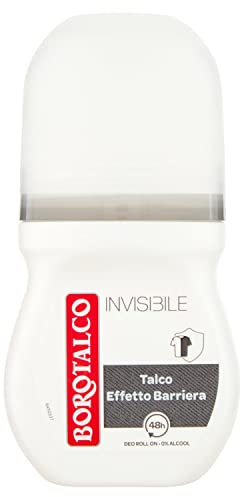 Borotalco, Deodorante Roll On Invisibile Grigio, Formula Senza Alcool con Talco Effetto Barriera, Cattura e Non Trasferisce Aloni, 48h di Efficacia, Profumo Classico - 1 Flacone da 50 ml