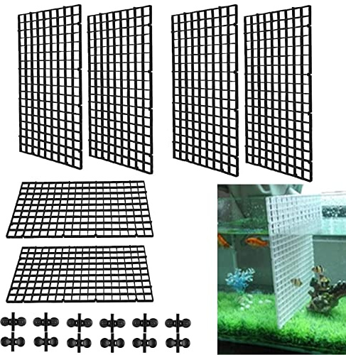 6 stycken akvarieskiljeväggar, akvarium tank rutnät separation, fisk tank avdelare för akvarium nedan låda avdelare sugkopp akvarium isolering fisk tank avdelare med 12 akvarium divider sugpropp