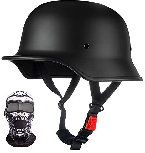 Motorrad Halbhelm Retro Halbschalenhelm Retro Deutsche Motorradhelm mit ECE Genehmigt, Vintage Offenem Helm Jet-Helm Für Männer Und Frauen Fahrrad Cruiser Chopper Moped Roller 57-64cm