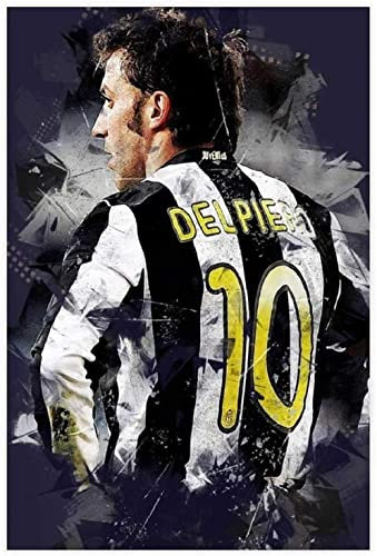 JEYUAN Quadro A Olio su Tela 50 * 70cm Senza Cornice Del Piero Calcio Calcio Tela Wall Art Soggiorno Poster Camera da letto Decorazione Pittura