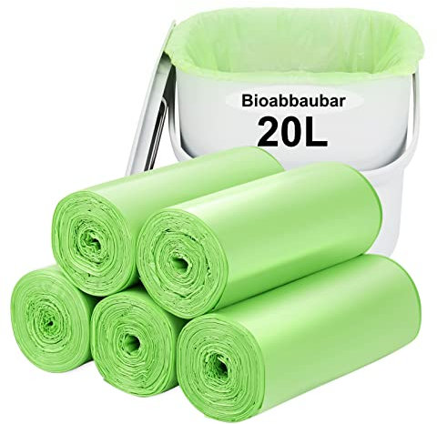 biomüllbeutel kompostierbare müllbeutel-100pcs bio müllbeutel-20L : Aievrgad 20L Müllbeutel 100% recycelt, dick, biologisch abbaubar, kompostierbar, für Lebensmittel/Haushalt/Garten - grün