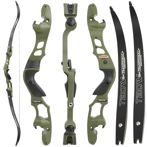 ILF Recurve Bogen für Erwachsene Jugend Jagd 30-60Lbs 62 Takedown Recurvebogen Rechtshänder Recurvebogen Gordon Bogen Gliedmaßen CNC-Bearbeitung (Olivgrün, 30LBS)