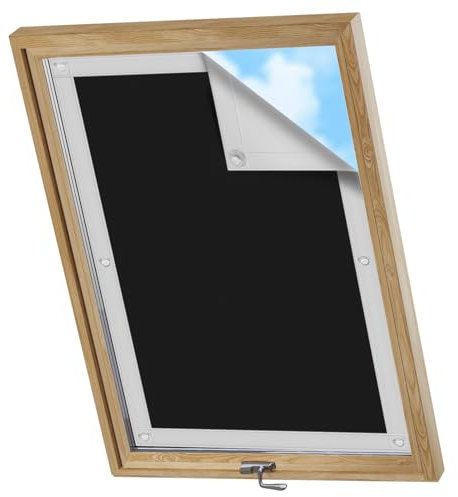 WOLTU Store Occultant sans Percage pour Fenetre de Toit, Store Lucarne Opaque, Rideau Occultant Thermique avec Ventouses, Protection Solaire, en Tissu Isolant Pliable, Noir 48x73 cm