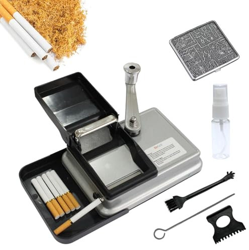 BeGrit Zigarettenstopfmaschine Stopfmaschine für Zigaretten 8mm Knopf Zigarettenstopfer Manuell drehmaschine zigaretten mit Zubehör Aufbewahrungsbox für einfache und konsistente Zigarettenherstellung