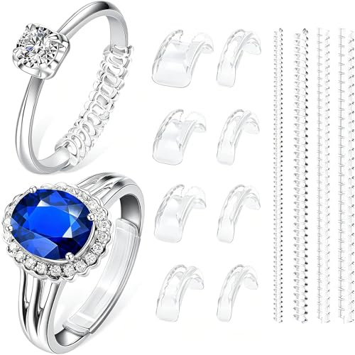 Ottemax Ring Sizers for Loose Rings - 12Pack, 12 Sizes, Invisible Resizer Design for Spacers & Tighteners, Ring Adjuster for Women & Men, Fits Bands Width to 1mm-8mm