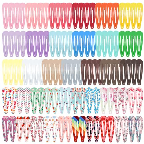 obeoby 120 Pcs Metal Snap Hair Clips for Girls, 2 Inch Cute Hair Barrettes Accessories for Toddlers Kids Women (40 Colors)