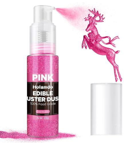 Glitter Commestibile Spray Rosa, con Polvere Scintillante, 20g Coloranti Alimentari - Decorazioni Torte, Cocktail, Bevande, Caramelle, Glassa, Macarons, Dolci per Glitter Alimentare Comestibile