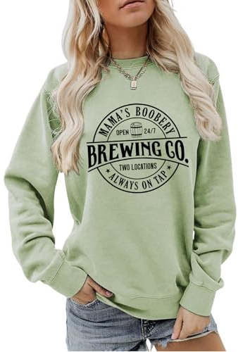 GOPIAAU Women Mama's Boobery Sweatshirt Nursing Mama Sweatshirts Breastfeeding Shirt Nursing Shirts Pullover Tops for New Mom, Green, S