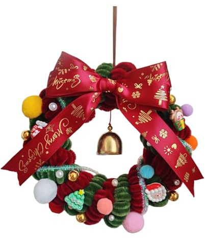 Tuxuseo Corona de Navidad para puerta, juego de manualidades | Decoraciones navideñas festivas para puerta delantera, interior y exterior