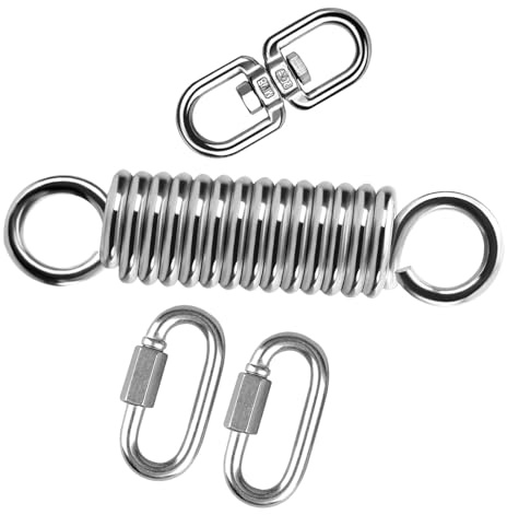 Oxxggkao Set di molle di sospensione per amaca da esterno, 2 moschettoni a 360 gradi, design di assorbimento degli urti, 250 kg, forti aggiornamenti a molla per amaca per uso esterno