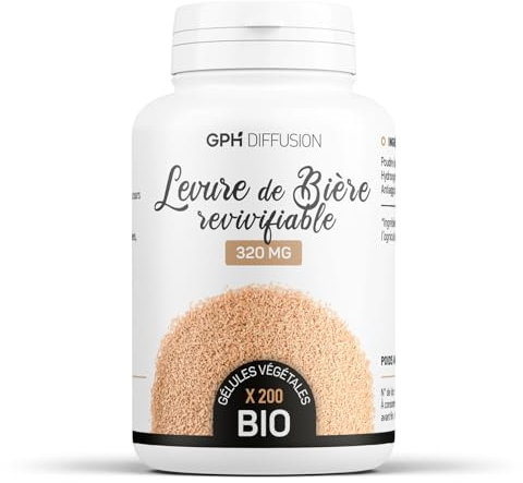 Levure de Bière BIO | PEAU, CHEVEUX, ONGLES | Dosage élevé 1920 mg/jour | 200 Gélules Végétales | 30 Jours