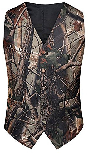 Tailorsun Mens Slim Fit Big Tree Camo Camouflage Vest Prom Wedding Vest (M chest：38-40 inches)