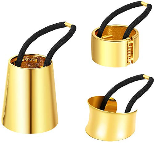 3 Stück Haarmanschetten aus Metall, elastisches Haarband, Pferdeschwanz, Zubehör für Damen, Mädchen, 3 Stile (Gold)