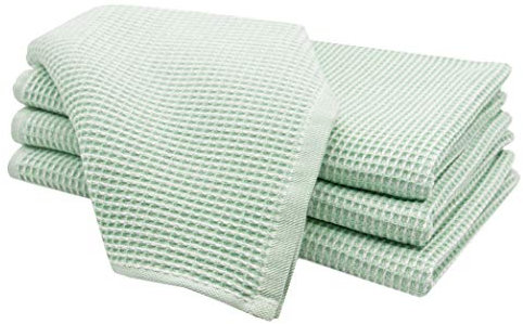 ZOLLNER 4er Set Geschirrtücher Baumwolle in 50x70 cm - saugstarke und langlebige Küchentücher in grün - waschbar bis 60°C – mit Aufhänger - Gastronomiequalität - Oeko Tex® Zertifiziert