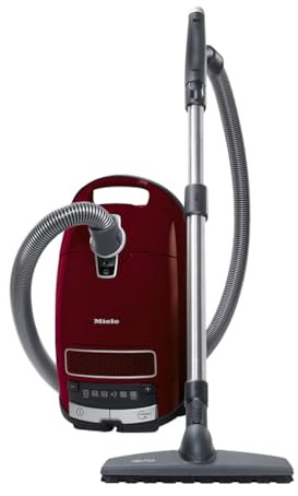 Miele Complete C3 Limited Edition Bagged Canister Vacuum Cleaner with AirClean System, AllTeQ Universal Floorhead, and Parquet Twister Floorbrush, in Tayberry Red
