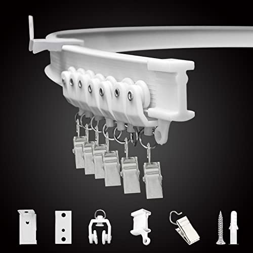 TOKPLNU Curtain Rail,Ceiling Curtain Track, Flexible Bendable Curtain Track 3Meters Ceiling Track for Curtains Curved Curtain Rail Track Wall Mount System for Room Divider Baby Window