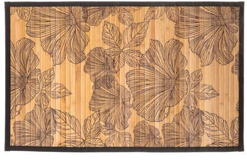 5five - Alfombra de bambú Black Flora 50x80cm