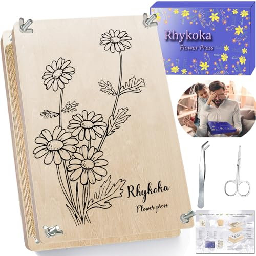Rhykoka Große Blumenpresse Kit für Erwachsene, 10 Schichten 11,8 x 8,3 Zoll DIY Holz Blumen Blatt Pflanze Press Kit Blumenpressen Kit, DIY Kunst und Handwerk Liebhaber (Holz)