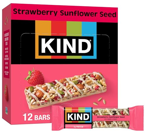 KIND Seeds Fruit & Nuts Snack Bar, Strawberry Sunflower Seed | 5g Protein, High Fiber, Gluten Free Bars, 1.4 OZ, 12 Count