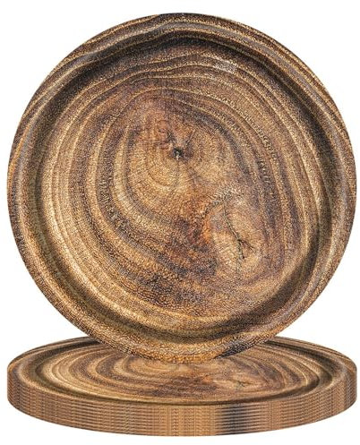 MaitianGuyou Lot de 40 assiettes en carton à grain de bois de 22,9 cm, tranche de bois rustique, jetables, décoration de fête pour fête prénatale, bûcheron, fournitures de fête d'anniversaire (22,9
