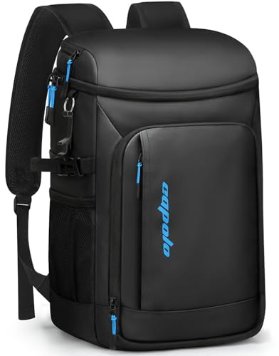 Capolo Cooler Backpack Insulated Waterproof for Women Men, Leak Proof Backpack Coolers Thermal Bag Soft Travel Cooler Bag Ice Chest Lunch Back Pack for Camping Picnic(Deep Black Leather,36 Cans)