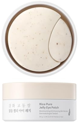 THANKYOU FARMER Rice Pure Jelly Eye Patches 60ea - Parches Ojos, Korean Skincare Coreano, Korean Ojos Mascarillas, Niacinamida, Nutritiva