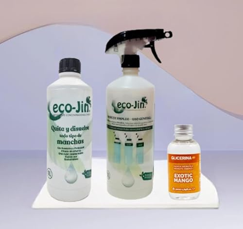 ECO-JIN - LIMPIADOR MULTIUSOS EXTRA CONCENTRADO NEUTRO - PRODUCTO REVOLUCIONARIO DEL QUE TODO EL MUNDO HABLA + FRAGANCIA A ELEGIR - CREA TU PROPIO ECO-JIN (MANGO)