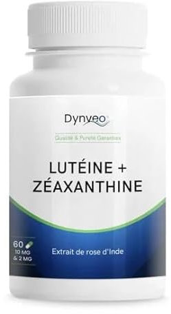 Lutéine Zéaxanthine - Vision, Fatigue oculaire, Yeux secs - Compléments alimentaire pour les yeux - Extrait végétal concentré 10mg lutéine & 2mg zéaxanthine - Efficacité prouvée - 60 Gélules - Dynveo