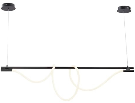 Alpinaluz Lámpara Colgante LED Moderna Negra SALSA – 150 cm – 45W 4000K Blanco Neutro – Neón Ondulante Ajustable – Diseño Minimalista para Comedor, Salón o Oficina