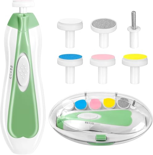 Baby Electric Nail File | 8 in 1 | Tagliaunghie elettrico per bambini | Tagliaunghie per bambini con 6 testine di macinazione e luce | Kit per la cura delle unghie del bambino per tutte le età |