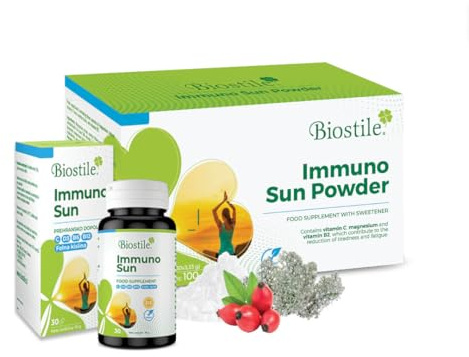 Biostile Immuno Sun Complet – 3800 IE Vitamin D3, Vitamin C, B6, B12, Folsäure, Magnesium und Reishi-Extrakt