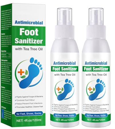 Spray disinfettante per piedi, cura dei piedi e delle unghie, con olio di tea tree naturale e spray per piedi con aloe vera, anti-odore del piede e spray idratanti (2)