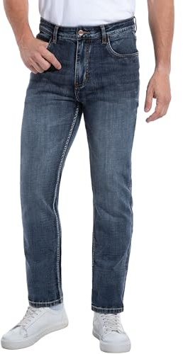 Ocimcia Jean Homme - Jean Stretch Coupe Droite Slim, Confortable & Maintien de Forme - Jean Homme pour Tous Les Jours, Travail, Voyage & Loisirs, Pantalon Denim Bleu Gris
