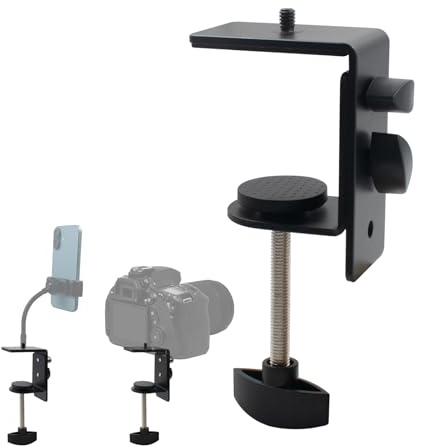 C Morsetto 0-80 mm morsetto da tavolo morsetto a vite in metallo con supporto filettato da 1/4 per lampada, microfono, pali della luce e tavolo