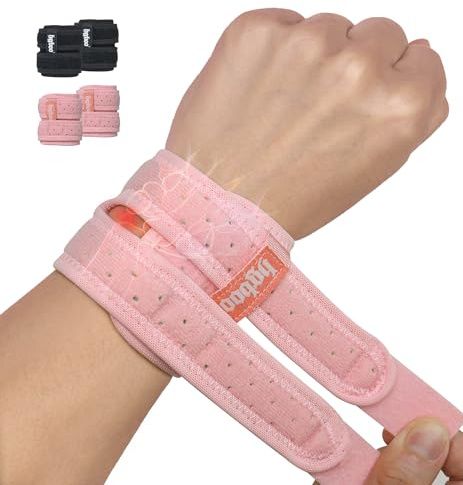 HGBOO 2-Pack TFCC Wrist Brace Support for Ulnar Pain, Carpal Tunnel & Tendinitis Relief, Dual Adjustable Straps Wrist Wrap, Breathable Comfortable Wrist Brace for Sports, Work & Daily Use (Pink)