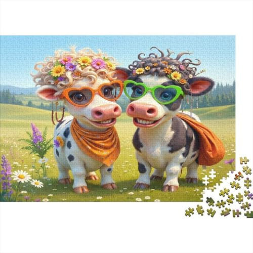 Kuh Auf der Wiese 1000 Teile Puzzle für Erwachsene Blumen dekoration 1000 Teile Puzzle Spiel Entspannung familj 70 x 50 cm/1000 st