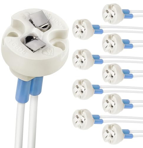 DiCUNO Base De Bi-Pin, Portalámparas Para Lámpara Casquillo G4, Mr16,G6.35, Gy6.35, Gx5.3,Gz4 Mr11, Incandescentes Halógenas Led Socket Cuerpo Enchufe Cerámico Del Lámpara(Pack-10)