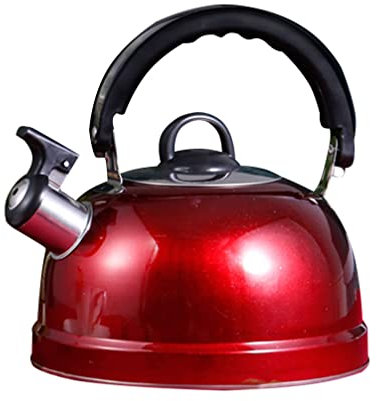 Alipis Bouilloire à Thé sur La Cuisinière Bouilloire à Thé Sifflante Théière en Acier Inoxydable avec Poignée à Domestique 3. 17 Pintes/ 3L Rouge