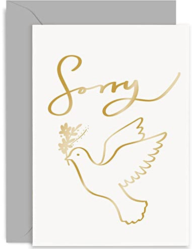 Old English Co. - Biglietto con scritta Sorry Card, in lamina d'oro, motivo: fiori di uccello, pensare a te, condoglianze, divorzio, funerale, interno vuoto con busta