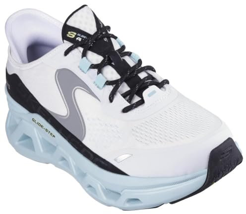Skechers Herren Glide-Step Altus Sneaker, White Hotmelt/Mesh/Blue Trim, 44 EU